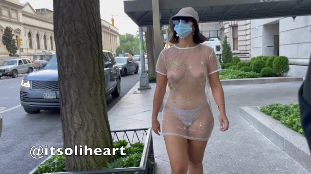 Sheer Walk in new York - Exposing my Titties to Strangers