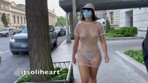 Sheer Walk in new York - Exposing my Titties to Strangers