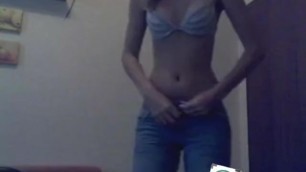 Teen Strips on Cam for the first Time