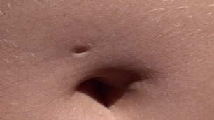 Extreme Close up Blonde Belly Button Tease