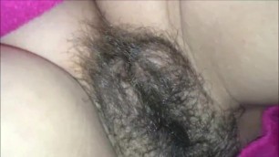 He Releases his Load upon her Hairy Vagina.