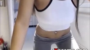 Sexy Teen in Pants Dancing on Webcam