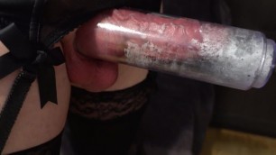 Sissy Pumped Cock too much to Masturbate in Penis Pump