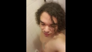 Genitaliusprime-Barely Legal Latino Teen Boy Jerks off Big Dick in Shower