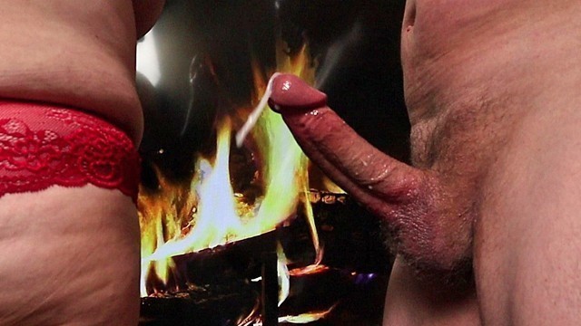 Ruined Orgasm Handjob in Front of the Yule Log. | Christmas Handjob