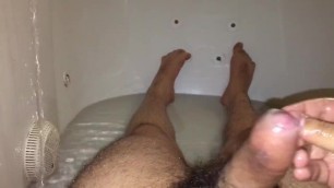 Hairy Teen Boy Jacks off in Bathtub