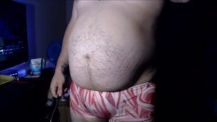 Belly Inflation in Candy Cane Boyshorts