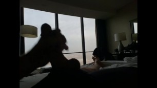 Sexting Video from Hotel Jerking his Big Cock with Window Open