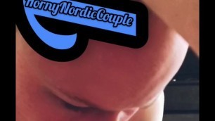 Sucking & Jerk off BoyFriend with Cum in Mouth. - HornyNordicCouple