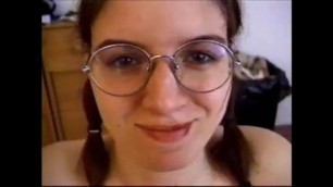 Shameless girl in glasses gives blowjob 3 - cum on face