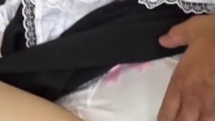 Japanese AV model is a hot maid sucking cock and getting banged