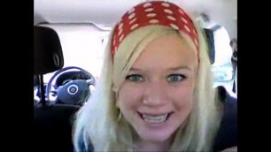 Fingerfun in her Car