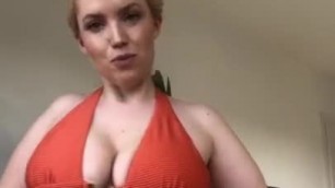 BBW Young Sexy Blonde Huge Boobs Bikini try on