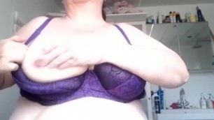 BBW Granny Plays with her Big Tits