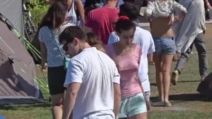 BRALESS Petite Bouncing Tits in Public Puffy Nipples